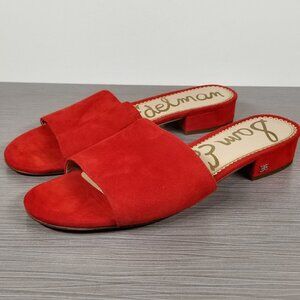Sam Edelman Kenz Block Heel Slide, Red Suede, Womens Size 10 M / 40